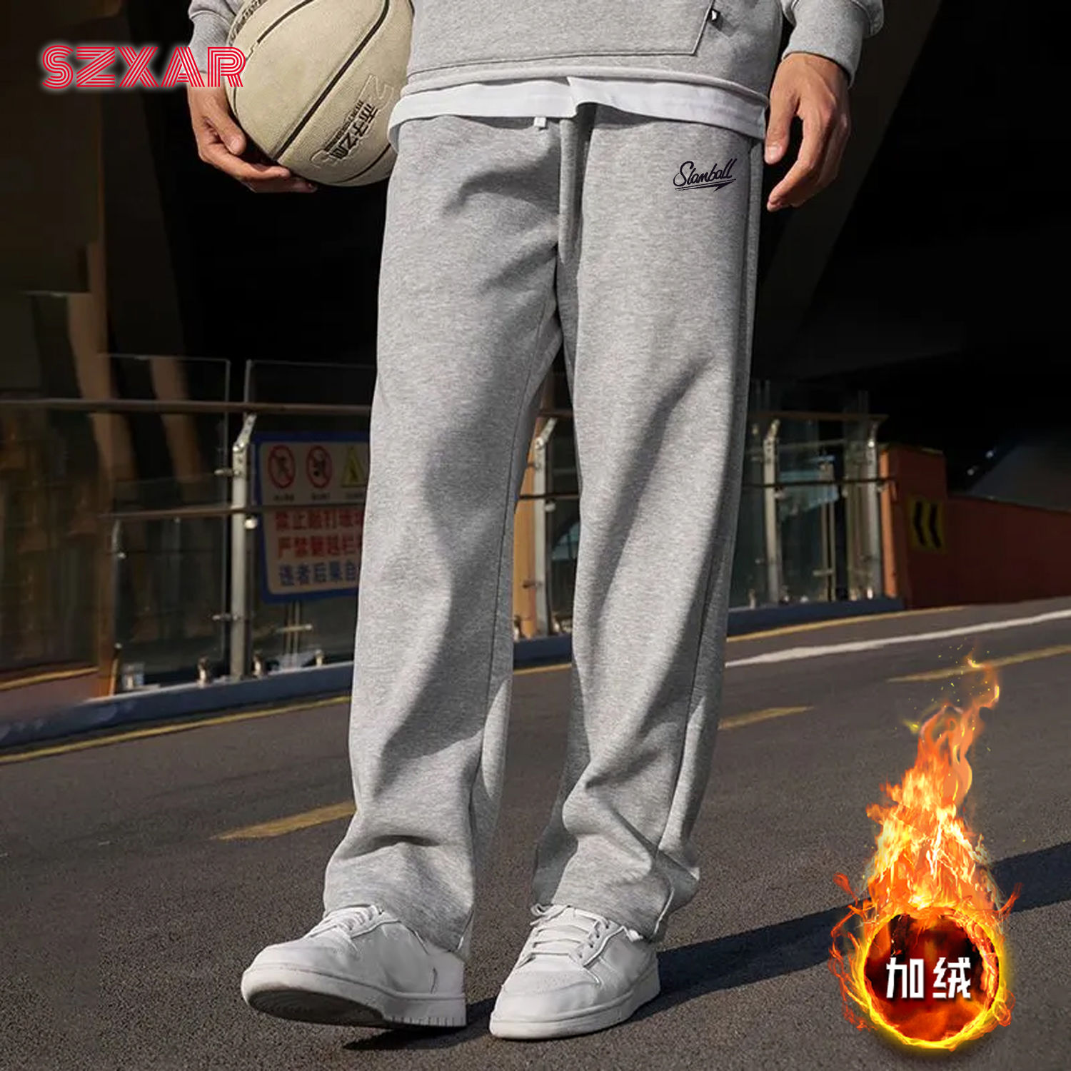 SLAMBALL基因美式篮球运动长裤男秋冬休闲宽松复古潮流直筒裤 - 图0