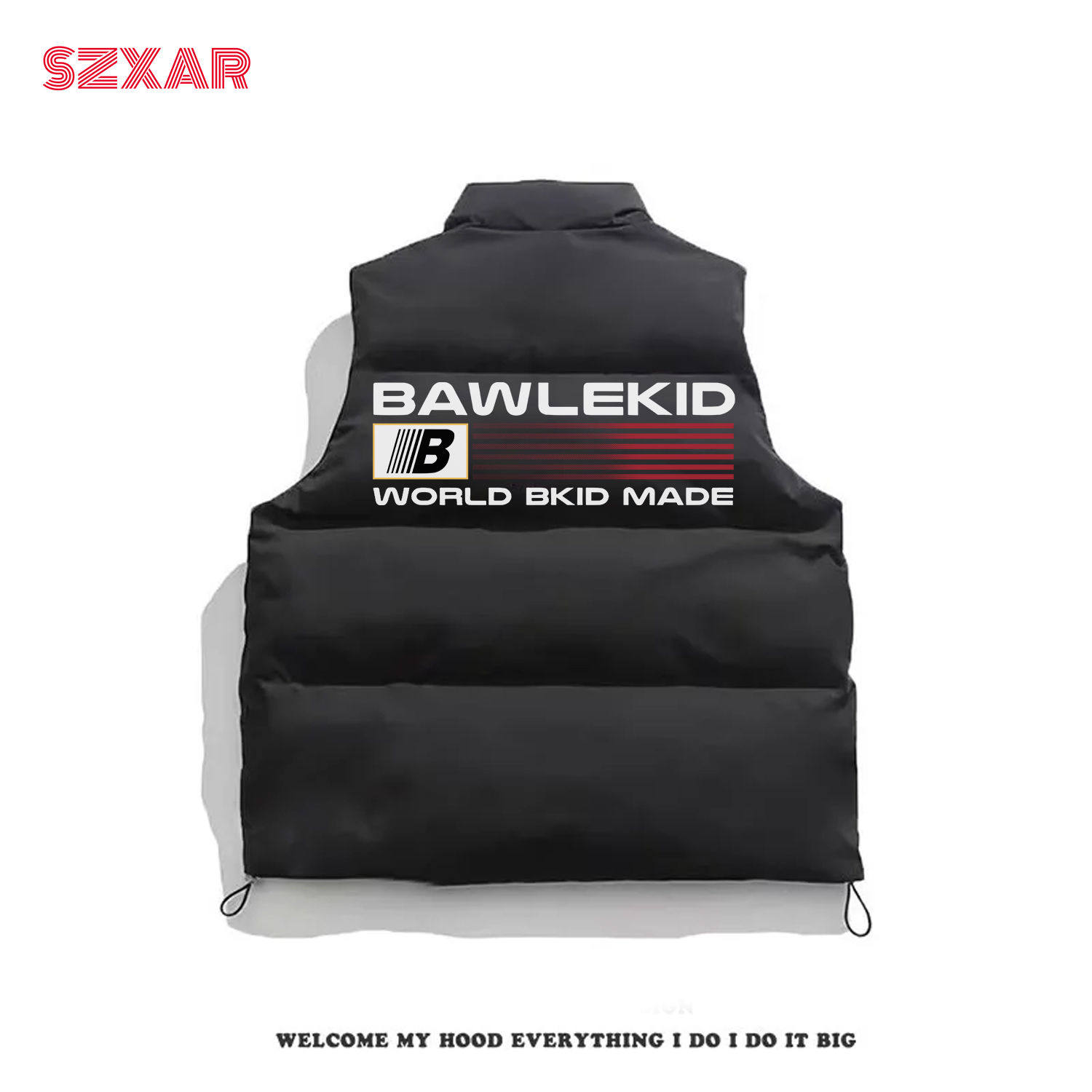 美式休闲字母印花立领马甲男秋冬季街头痞帅坎肩棉服外套