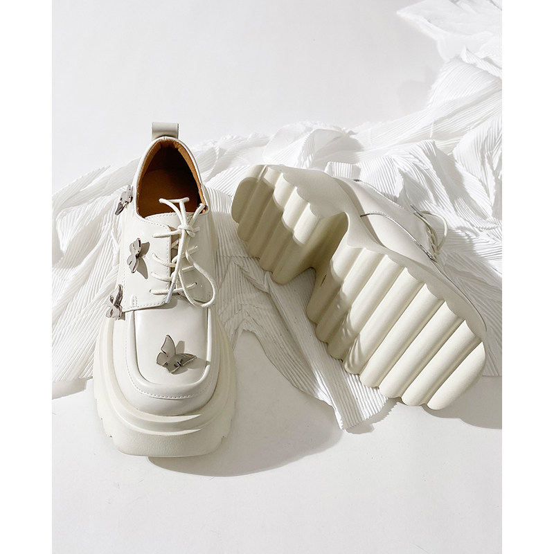 莲花府邸2025春季单鞋高跟防水台金属小蝴蝶深口系带小皮鞋日系风,淘宝优惠券,粉丝福利购,淘宝优惠卷