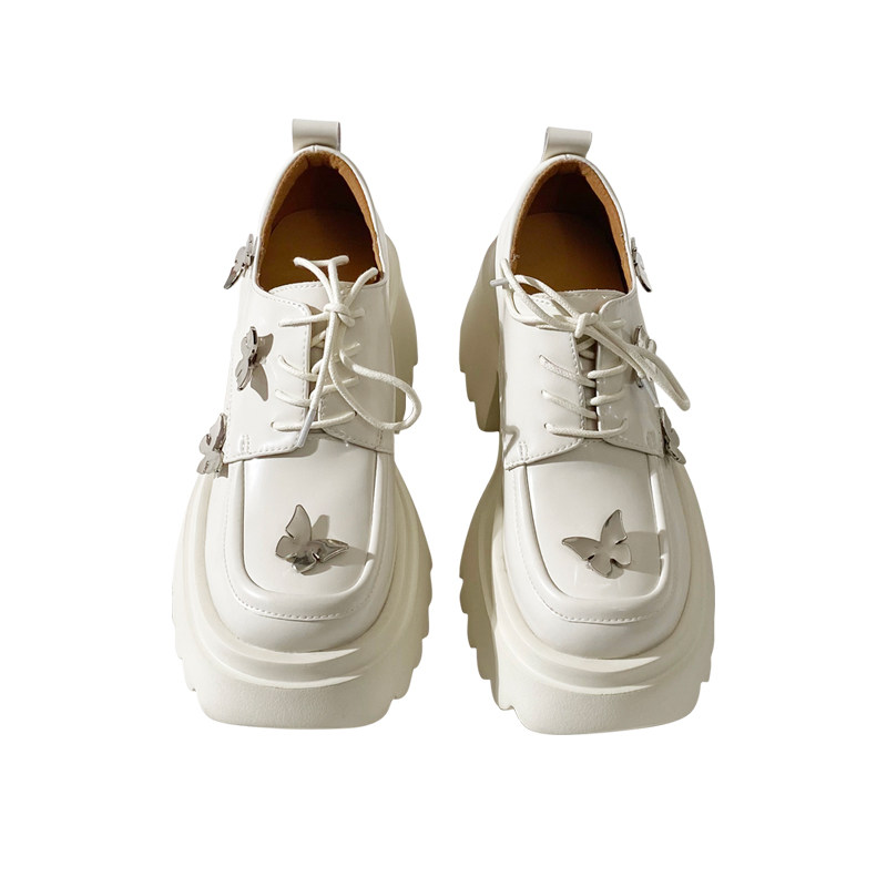 莲花府邸2025春季单鞋高跟防水台金属小蝴蝶深口系带小皮鞋日系风,淘宝优惠券,粉丝福利购,淘宝优惠卷