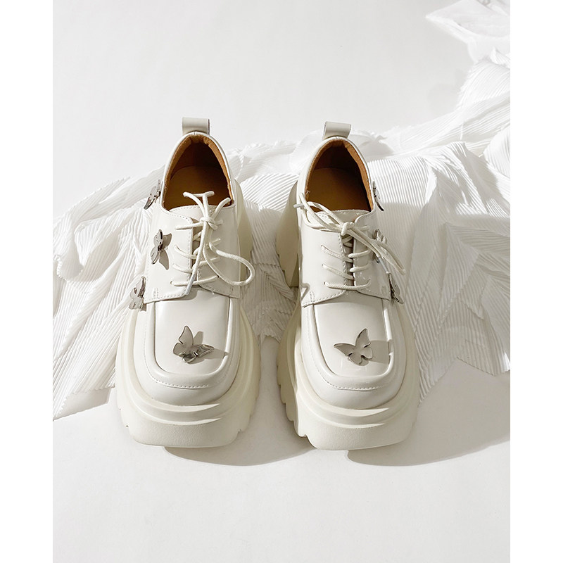 莲花府邸2025春季单鞋高跟防水台金属小蝴蝶深口系带小皮鞋日系风,淘宝优惠券,粉丝福利购,淘宝优惠卷