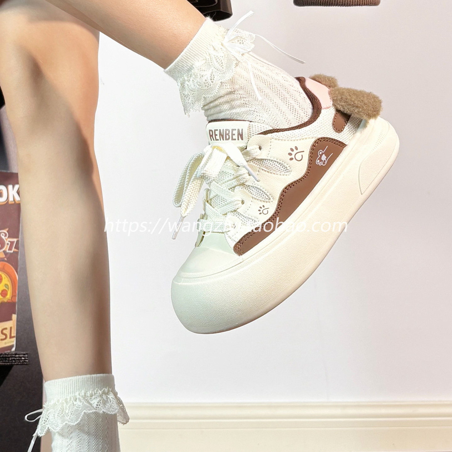 人本原创布丁狗小白鞋女2026春季新款百搭软底大头运动板鞋女轻便,淘宝优惠券,粉丝福利购,淘宝优惠卷