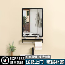 Free Punch Bathroom Mirror Toilet Sticker Wall Dresser Toilet Self-Glued Makeup Mirror Wall-mounted Square Mirror Hanging Wall Style