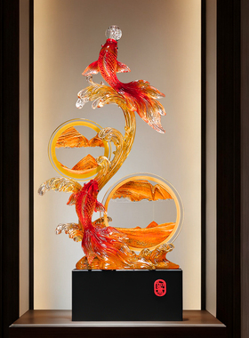 年年有余流沙画摆件高级感装饰品