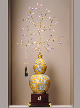 创意家居陶瓷紫水晶葫芦大摆件