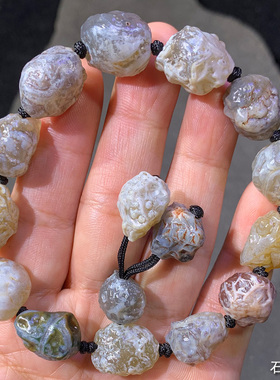 天然戈壁石 阿拉善石 玛瑙原石 奇石 漆皮手串 手链