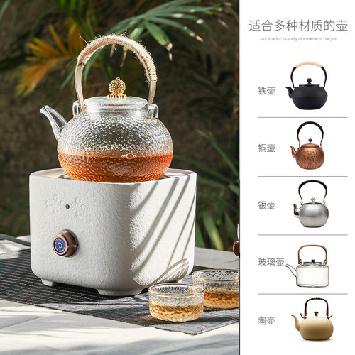 好利友小型陶瓷电陶炉茶炉雪花釉日式白泥煮茶电炉煮茶器玻璃水壶 - 图2