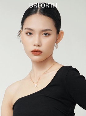 BRFORTH 满钻爱心项链女简约风格银色气质感设计项链