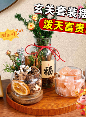 家居玄关入户摆件肉桂生财粗盐净宅大颗粒电视餐边柜招财客厅装饰