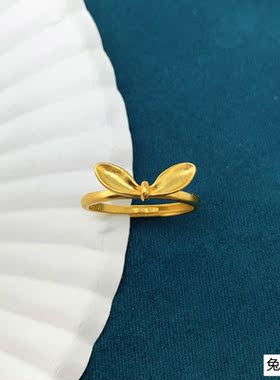 越南沙金女士戒指蝴蝶结不掉色