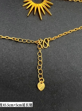 时尚越南沙金镀黄金色太阳花项链女士个性锁骨链网红搭久不褪色
