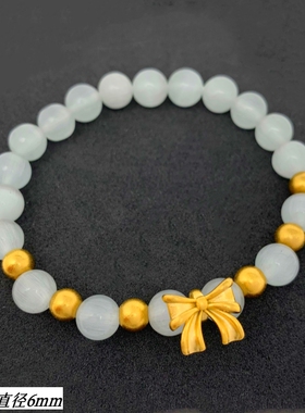 女越南沙金蝴蝶结白手串久不掉色