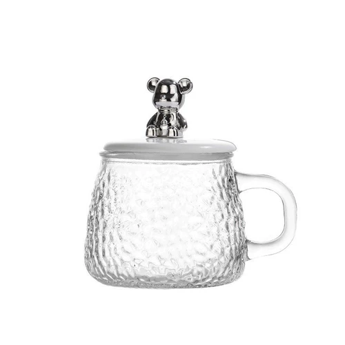 Высококачественный стеклянный кофейный бокал для домашнего использования, с медвежатами, простой и элегантный дизайн