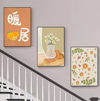 新款北欧风客厅装饰画现代楼道三联挂画客厅玄关走廊过道背景墙画 - 图0