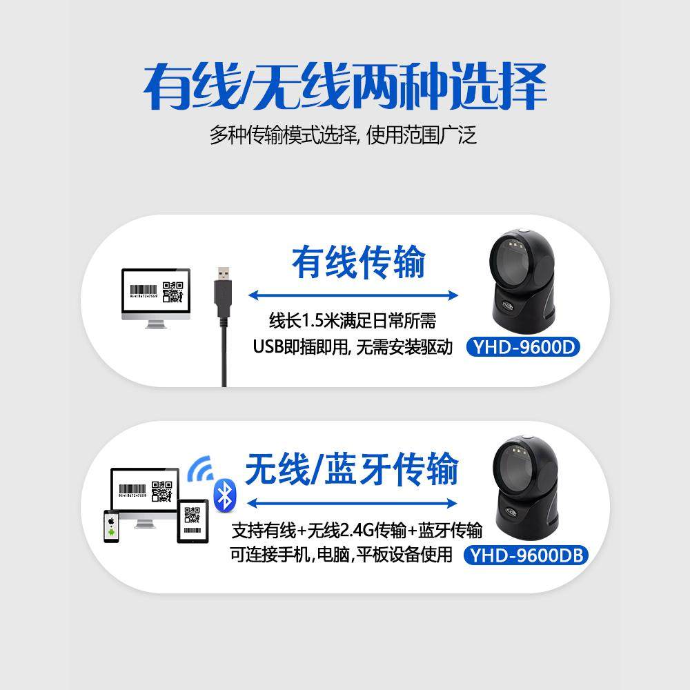 誉恒达9600DB二维码无线蓝牙扫描平台超市药店医保收银有线扫码器,淘宝优惠券,粉丝福利购,淘宝优惠卷