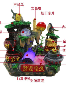 室内桌面小摆件加湿器假山流水