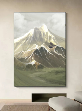 北欧客厅山水手绘风景装饰画落地
