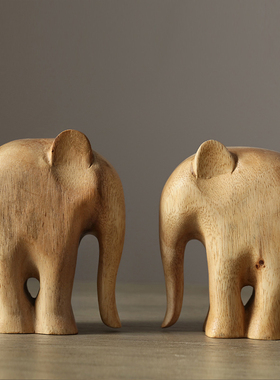 迦乐进口手工雕刻小象摆件