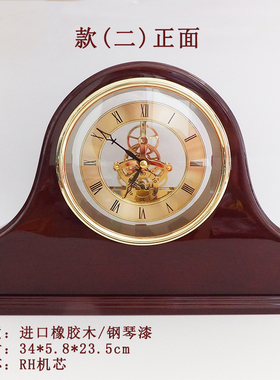 中式实木台面闹钟金属透视机芯红木座钟台面摆设台钟宅钟大号