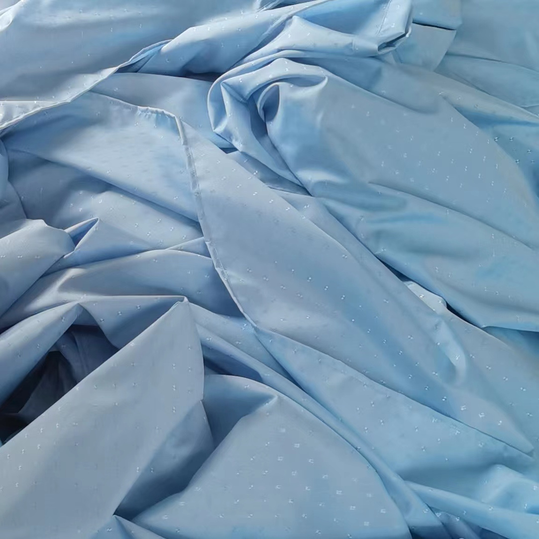 酒店会所加厚速干涤纶布浴帘防霉防水隔断帘素色提花星花米带铅坠 - 图2