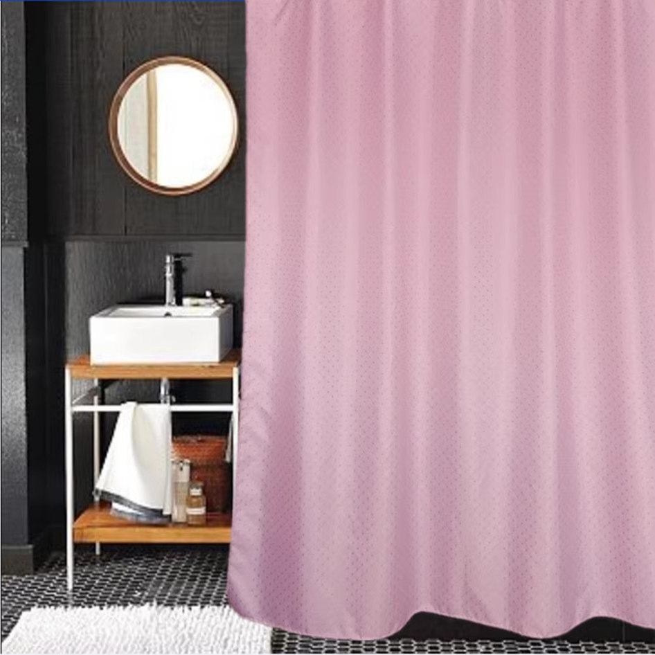 酒店会所加厚速干涤纶布浴帘防霉防水隔断帘素色提花星花米带铅坠 - 图3