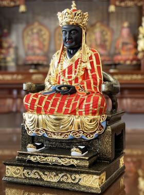 黑脸清水祖师神像 香樟木手工精雕清水祖师公像 贴金彩绘12寸16寸