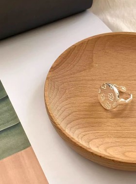圆盘小花朵戒指女简约冷淡风气质个性开口指环ins风小众食指戒潮