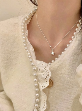 甜美小巧五角星星吊坠项链女百搭叠戴气质锁骨链ins风小众颈链潮