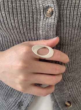 甜酷几何镂空戒指女夸张个性时尚百搭气质开口指环雾面创意食指戒