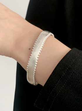 简约拉丝波浪手镯戒女小众百搭