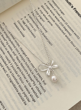 甜美蝴蝶结仿珍珠项链女简约时尚百搭气质锁骨链ins风网红颈链潮