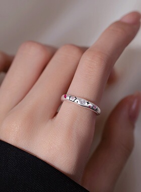 甜美星星花朵戒指女简约细圈百搭叠戴开口指环ins风小众食指戒潮