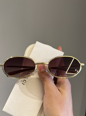 PATTYKOU防紫外线老钱风椭圆墨镜