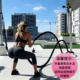 Pink battle rope fitness swing training