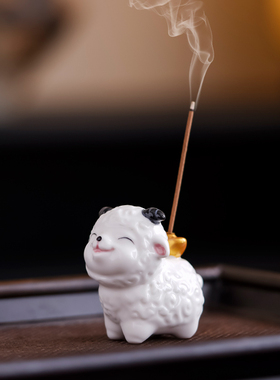 线香香炉创意陶瓷小羊禅意摆件