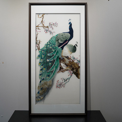苏绣成品挂画客福字手工玄关刺绣现代新中式装饰画定制轻奢艺术品 - 图0
