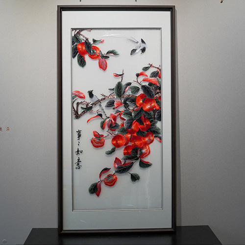 苏绣成品挂画客福字手工玄关刺绣现代新中式装饰画定制轻奢艺术品 - 图1
