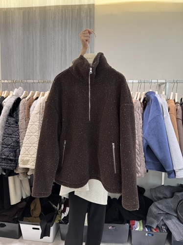 摩登mdeng设计感拉链立领羊毛外套女冬2025新款宽松洋气夹克Y631 - 图2