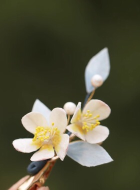 简约日常绒花发夹新中式头饰