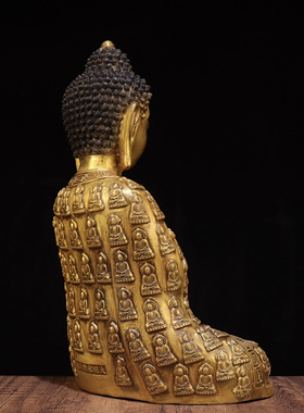 纯铜鎏金佛像万佛释迦双手合十密宗佛堂藏传释迦摩尼三宝佛家居供