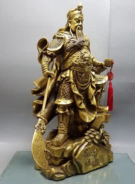 精工纯铜关公武财神提刀拿剑关羽忠义千秋大号披风珈蓝菩萨摆件