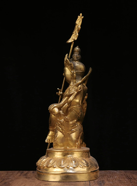 古玩收藏纯铜鎏金藏传藏佛密宗财宝天王铜像佛像家居佛堂装饰摆件