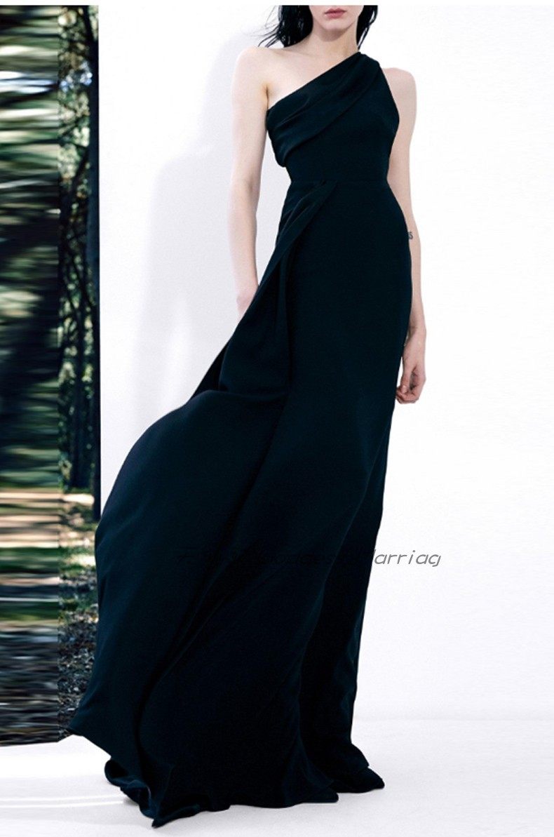 斜单肩晚礼服鱼尾长裙红毯走秀高端大气年会主持人宴会连衣裙气质