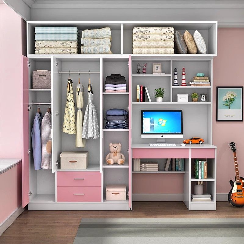 实木书柜书桌一体家用卧室儿童衣柜现代书柜组合家用卧室衣橱柜子,淘宝优惠券,粉丝福利购,淘宝优惠卷