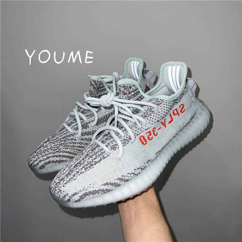 Adidas Yeezy 350 V2可燃冰冰蓝斑马椰子350跑步休闲鞋 B37571-图1