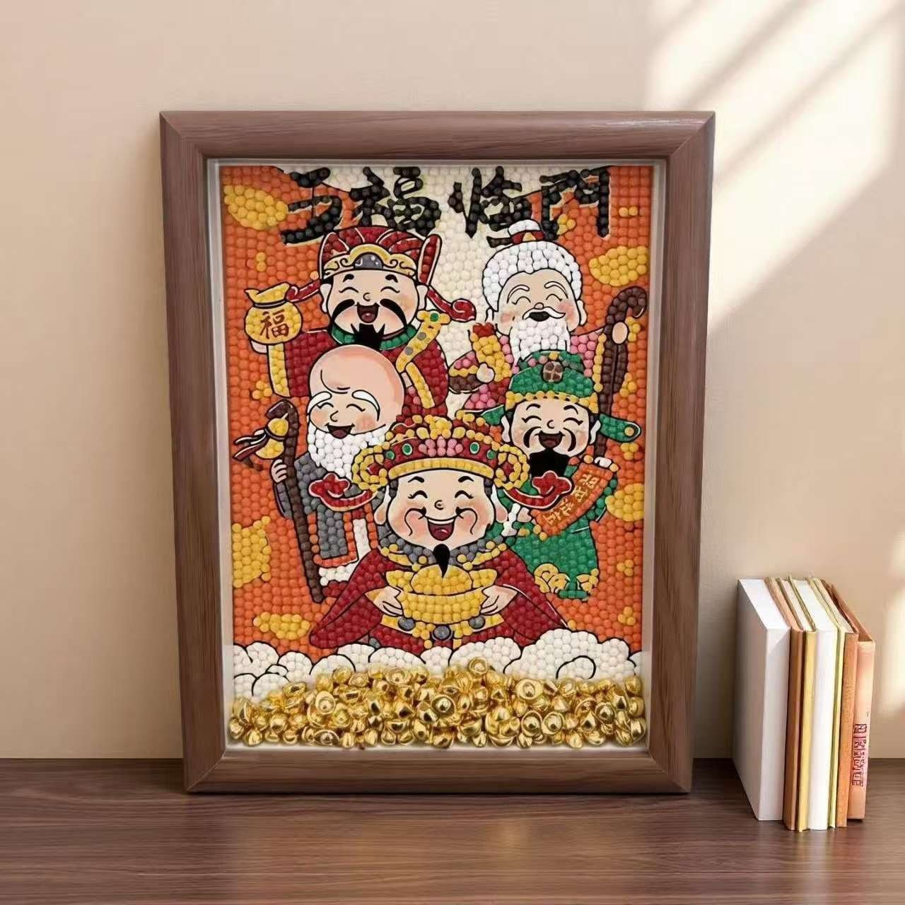 爆款财神爷钻石绣手工DIY带框摆件客厅装饰画招财进宝满钻十字绣,淘宝优惠券,粉丝福利购,淘宝优惠卷