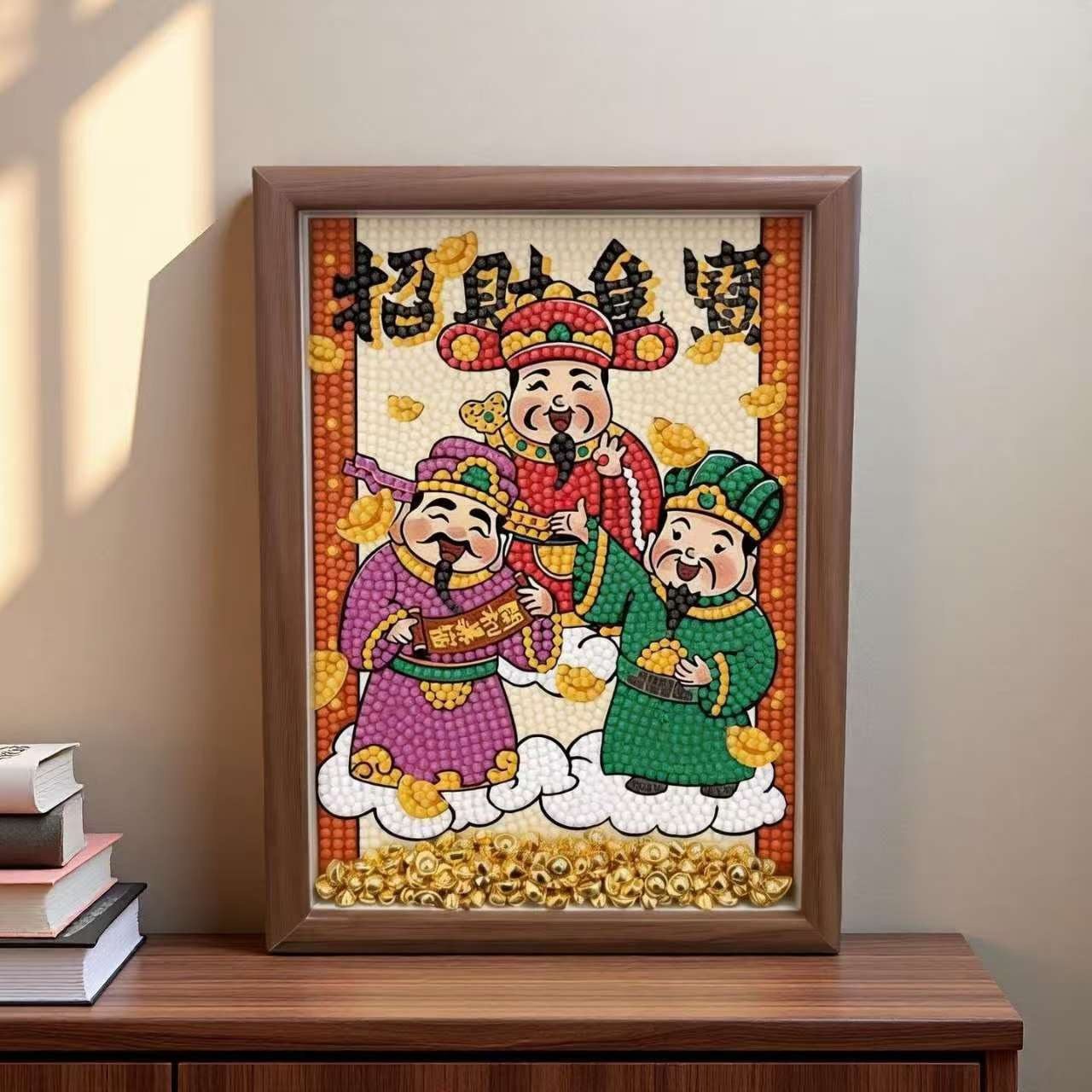 爆款财神爷钻石绣手工DIY带框摆件客厅装饰画招财进宝满钻十字绣,淘宝优惠券,粉丝福利购,淘宝优惠卷