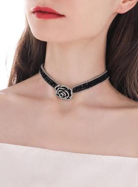 新款爱丽娜山茶花经项链锁骨链女时尚配饰超闪水钻手环手链二件套