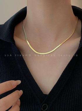 轻奢小众简约高级感钛钢薄片蛇骨项链女ins冷淡风气质复古锁骨链