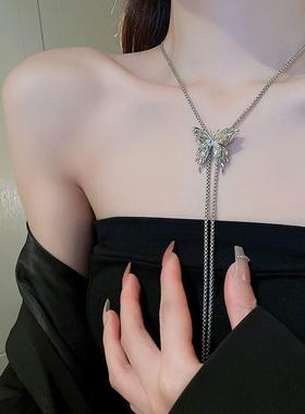 蝴蝶项链女可调节抽拉式腰链轻奢小胸链高级感颈链辣妹锁骨链爆款